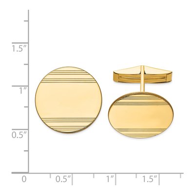 14K Yellow Gold Men's Circular W/ Line Design Cuff Links – view 3
