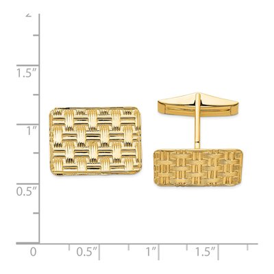 14K Yellow Gold Men's Basketweave Cuff Links, Solid – view 3