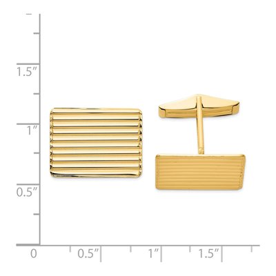 14K Yellow Gold Men's Grooved Cuff Links, Polished – view 3