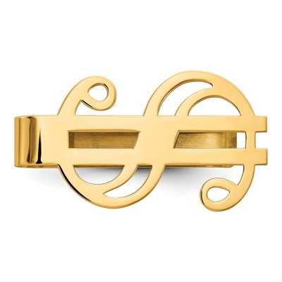 14K Yellow Gold Dollar Sign Money Clip, Engravable