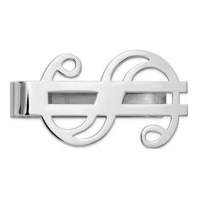14K White Gold Dollar Sign Money Clip, Engravable