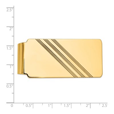 14K Yellow Gold Grooved Money Clip, Men's – view 4