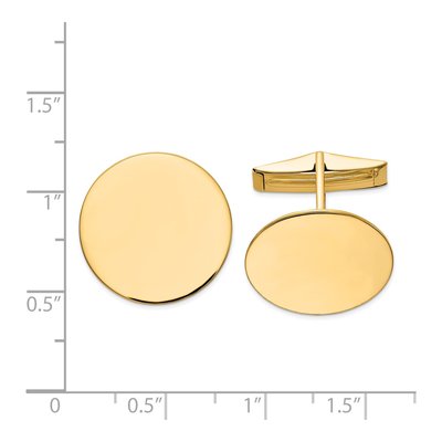 14K Yellow Gold Men's Polished Round Cuff Links – view 3