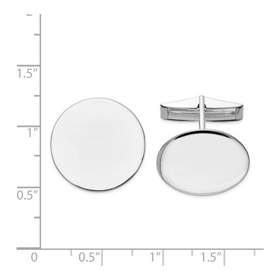 14K White Gold Men's Round Cuff Links, 20mm – view 3