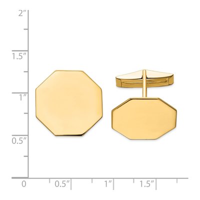 Men's 14K Yellow Gold Octagonal Cuff Links, Engravable – view 3
