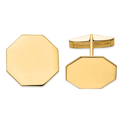 Men's 14K Yellow Gold Octagonal Cuff Links, Engravable