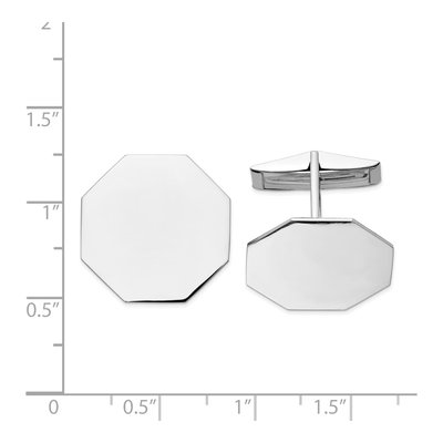 14K White Gold Men's Octagonal Cuff Links, Engravable – view 3