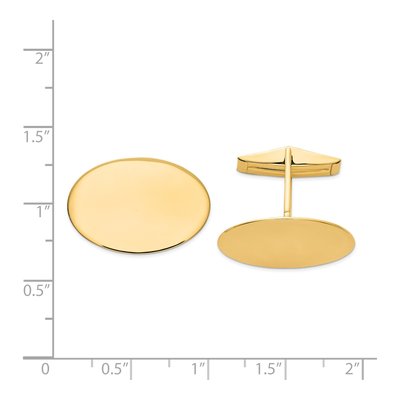 14K Yellow Gold Men's Oval Cuff Links, Engravable – view 3