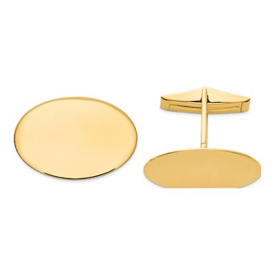 14K Yellow Gold Men's Oval Cuff Links, Engravable