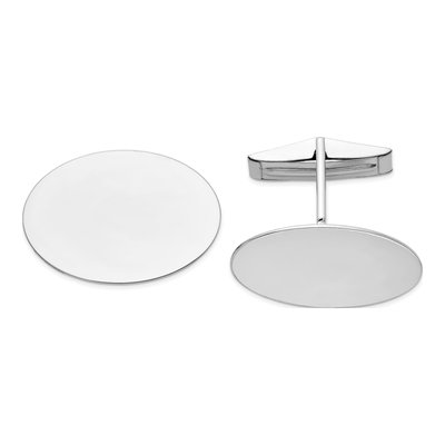 Men's 14K White Gold Oval Cuff Links