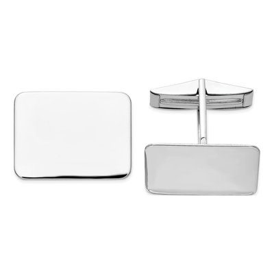 14K White Gold Rectangular Cuff Links for Men