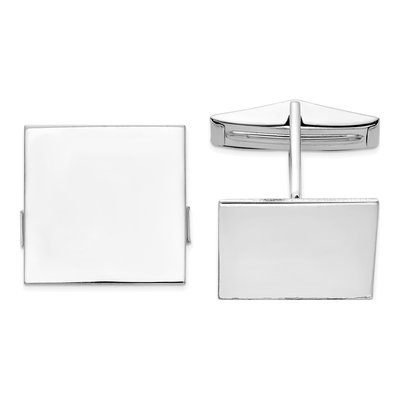 14K White Gold Square Cuff Links for Men