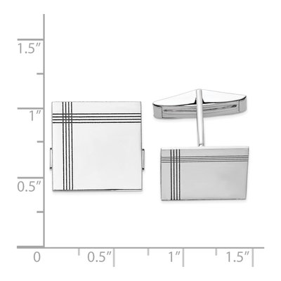 14K White Gold Men's Square Cuff Links – view 3