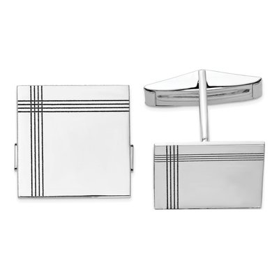 14K White Gold Men's Square Cuff Links