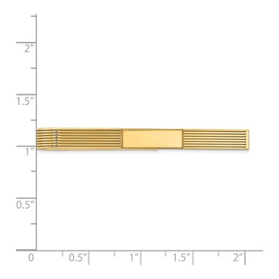14K Yellow Gold Grooved Engravable Tie Bar – view 2