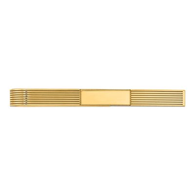 14K Yellow Gold Grooved Engravable Tie Bar