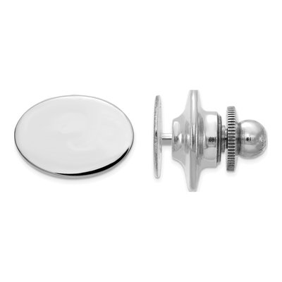 14K White Gold Men's Oval Tie Tac