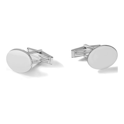 14K White Gold Men's Oval Cuff Links – view 4