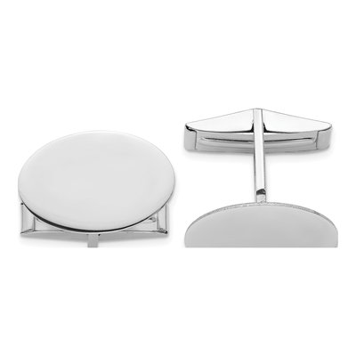 14K White Gold Men's Oval Cuff Links