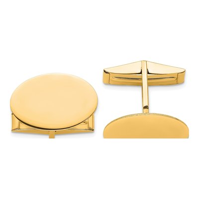 14K Yellow Gold Men's Oval Cuff Links