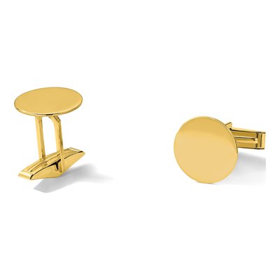 14K Yellow Gold Men's Circular Polished Cuff Links – view 4