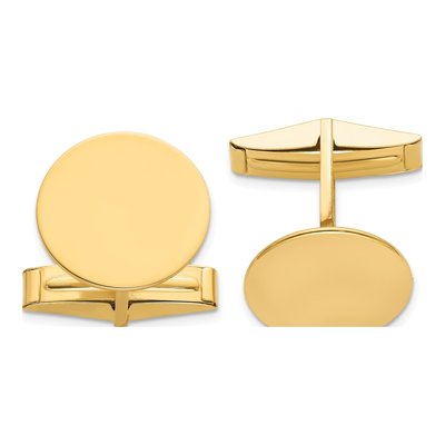 14K Yellow Gold Men's Circular Polished Cuff Links
