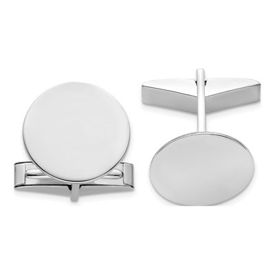14K White Gold Men's Circular Cuff Links