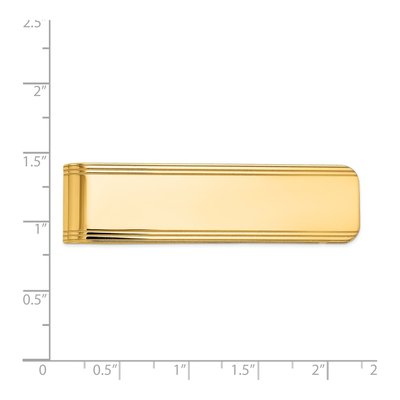 14K Yellow Gold Men's Grooved Money Clip, Engravable – view 3