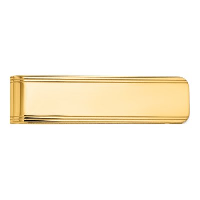 14K Yellow Gold Men's Grooved Money Clip, Engravable
