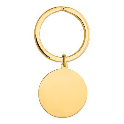 14K Yellow Gold Round Disc Key Ring