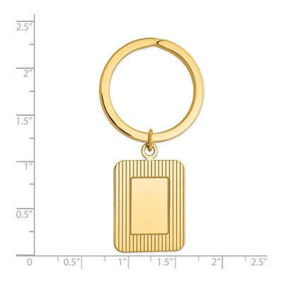 14K Yellow Gold Textured Rectangle Disc Key Ring – view 3