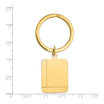 14K Yellow Gold Grooved Rectangle Key Ring – view 3