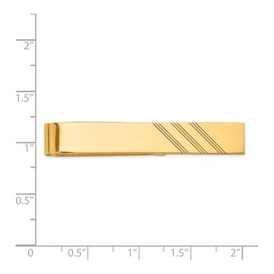14K Yellow Gold Men's Grooved Engravable Tie Bar – view 4