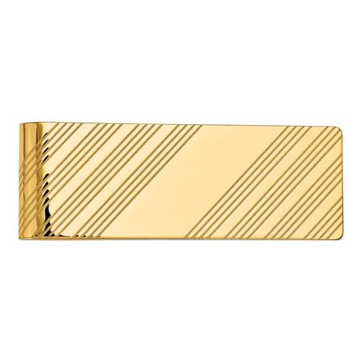14K Yellow Gold Men's Grooved Polished Money Clip