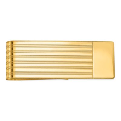14K Yellow Gold Men's Grooved Money Clip