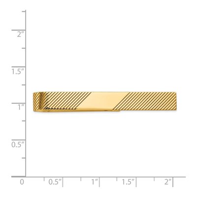 14K Yellow Gold Men's Engravable Diagonal Tie Bar – view 4