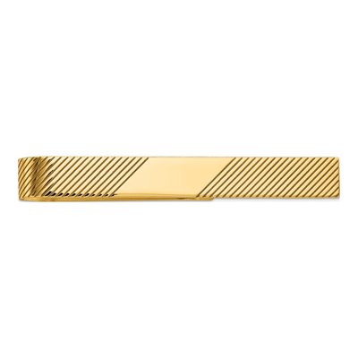 14K Yellow Gold Men's Engravable Diagonal Tie Bar