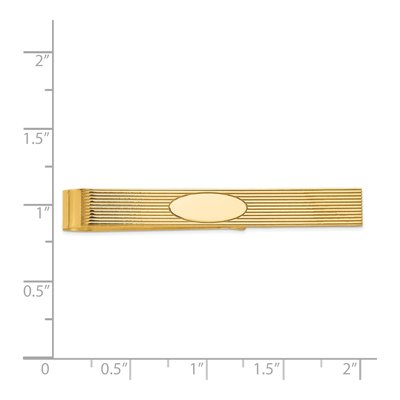 14K Yellow Gold Men's Engravable Oval Tie Bar – view 3