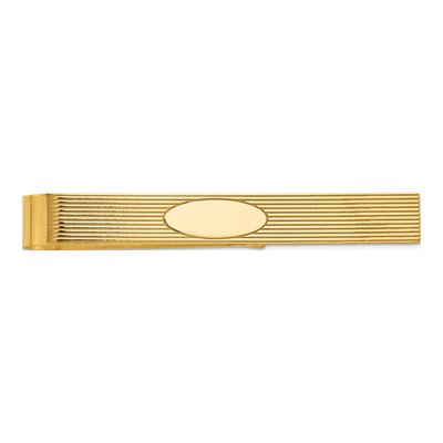 14K Yellow Gold Men's Engravable Oval Tie Bar