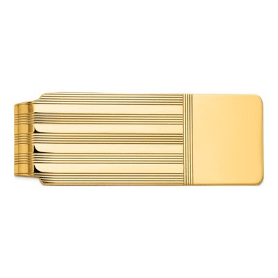 14K Yellow Gold Men's Grooved Money Clip