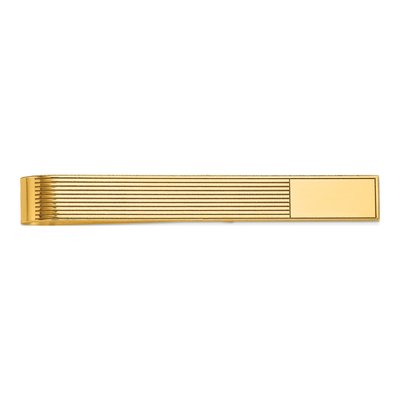 Men's 14K Yellow Gold Grooved Engravable Tie Bar