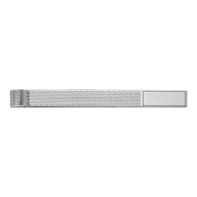 14K White Gold Grooved Engravable Men's Tie Bar