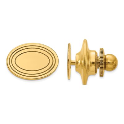 14K Yellow Gold Oval Line Design Men's Tie Tac