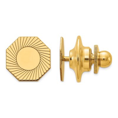 14K Yellow Gold Men's Octagon Grooved Tie Tac
