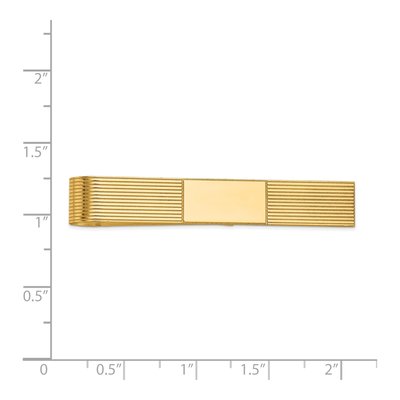 14K Yellow Gold Engravable Men's Tie Bar, Grooved – view 4