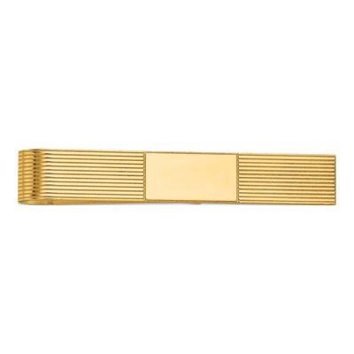 14K Yellow Gold Engravable Men's Tie Bar, Grooved