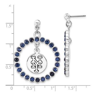 New York Mets Brass Crystal Wreath Dangle Earrings – view 3