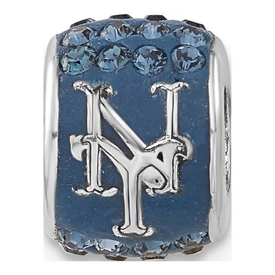 New York Mets Sterling Silver NY Blue Crystal Bead – view 3