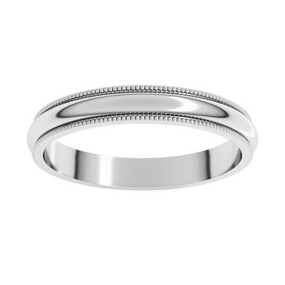 Continuum Sterling Silver 3mm Milgrain Half-Round Wedding Band – view 4
