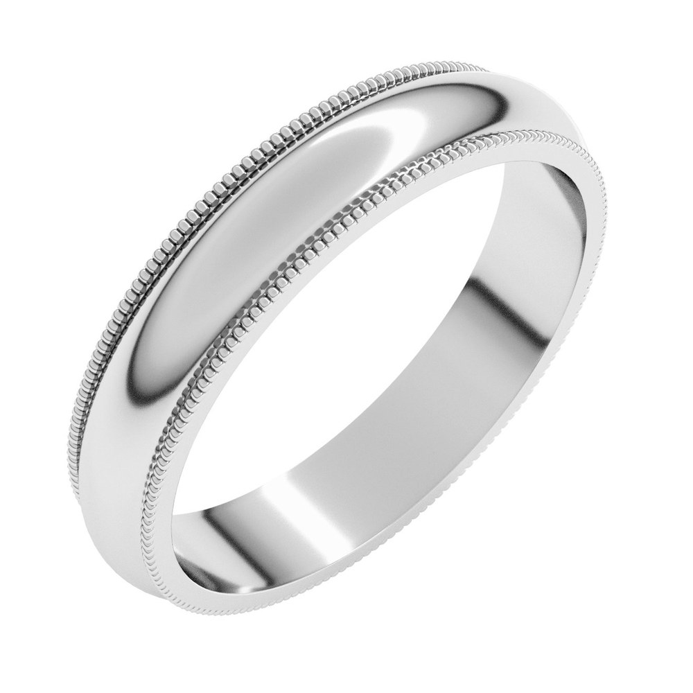 Continuum Sterling Silver 4mm Milgrain Half-Round Wedding Band